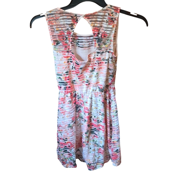 Trixxi Multicolored Halter Sundress Mini Semi Sheer Overlay Fit & Flare Junior 3 - Picture 2 of 14
